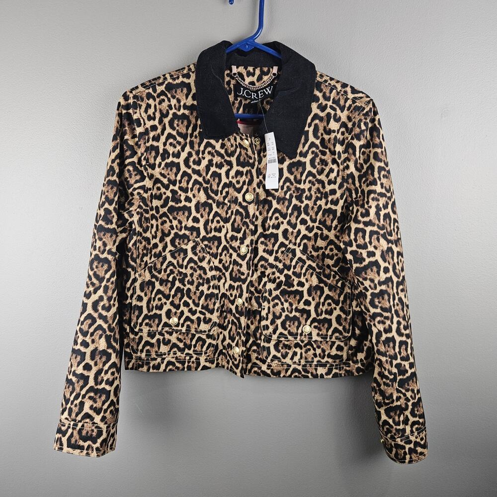 J.Crew Short Barn Jacket Iin‎ Leopard Cotton Canvas Size S